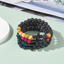 Set di bracciali elastici con perline incrociate per donna&nbsp;BJEW-JB07150