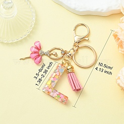 Буквы a~z прозрачные блестящие брелки из смолы с подвеской&nbsp;KEYC-FZ00024-22