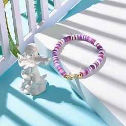 Bracciale elasticizzato con perline heishi in argilla polimerica da donna&nbsp;BJEW-JB07207
