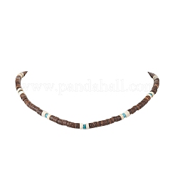 2 Stück 2 Farben natürliche Kokosnuss & natürliche Magnesit Heishi Perlen Halsketten&nbsp;NJEW-JN05308