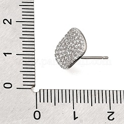 Pendientes de botón de latón con microengaste de circonitas cúbicas y aros.&nbsp;CU-CBA1682-03P