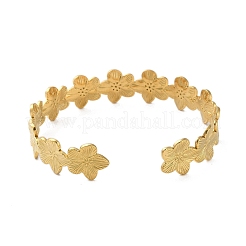 Offene Armreifen aus 304 Edelstahl mit Blumenmotiv für Damen&nbsp;LS-BJEW-M316-01G
