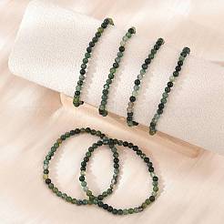 Natürliche Moos Achat Perlen Stretch-Armbänder&nbsp;BJEW-D446-A-44