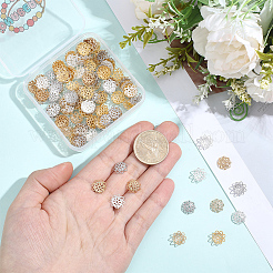 240 pièce de 4 couleurs de capuchons de perles fantaisie en laiton&nbsp;KK-PA0001-27