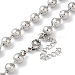Collar de cuentas redondas de acero inoxidable 304 antideslustre para mujer&nbsp;NJEW-B107-01B-P