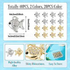 40 Uds. Colgantes de rhinestone de aleación de 2 colores&nbsp;FIND-TA0010-66