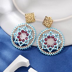 Pendientes colgantes con cuentas de vidrio&nbsp;EJEW-MZ00286-02
