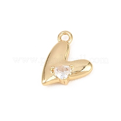 Pendentifs en laiton micro pavé de zircone cubique transparent pour la saint-valentin&nbsp;KK-D225-13G