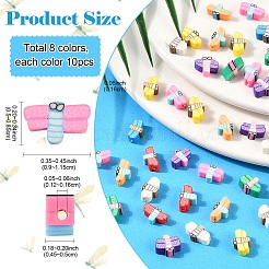 80шт 8 цвета бусины из полимерной глины ручной работы&nbsp;CLAY-YW0001-98