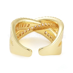 Стойка покрытие латунь микро паве кубический цирконий открытые манжеты кольца&nbsp;RJEW-C080-09G