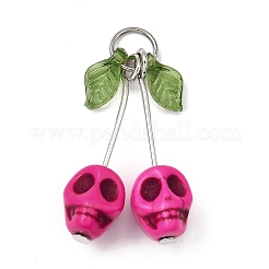 6 шт. подвески в виде черепа в форме вишни из синтетической бирюзы двух цветов&nbsp;PALLOY-JF04110