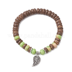 Braccialetti elastici in diaspro imperiale sintetico tinto e perline di cocco naturale per le donne&nbsp;BJEW-JB11358