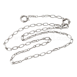 Ожерелье из нержавеющей стали 201 толщиной 4.5 мм с текстурированными овальными звеньями&nbsp;NJEW-K302-04P