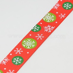 Natale fiocco di neve grosgrain stampato nastro per Natale pacchetto regalo&nbsp;SRIB-D010-9mm-02