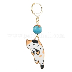 Katze formt Legierungs-Email-Anhängerdekorationen&nbsp;HJEW-JM01767