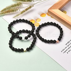 Set di bracciali elasticizzati in pietra lavica naturale&nbsp;BJEW-JB06700