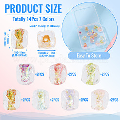 14 шт. 7-х цветные бусины ручной работы из фольги в технике лэмпворк&nbsp;FOIL-TA0001-06