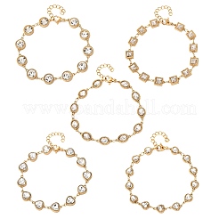 Браслеты-цепочки из нержавеющей стали 304 с инкрустацией из стекла для женщин&nbsp;BJEW-G780-04G