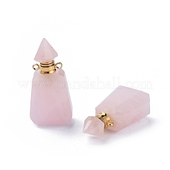 Кулоны флаконов из граненого натурального розового кварца&nbsp;G-P435-B-01G