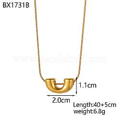 Colliers à pendentif en forme de U en acier inoxydable 304 avec chaîne serpent ronde&nbsp;NJEW-OY002-34G