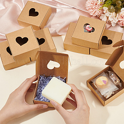 Scatole regalo quadrate scavate a forma di cuore in carta kraft&nbsp;CON-WH0095-66B