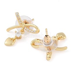 Женские серьги-гвоздики из латуни с микропаве и прозрачным кубическим цирконием&nbsp;EJEW-S225-18G