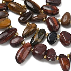 Трехцветные нити бусин из натурального тигрового глаза&nbsp;G-P604-A12-01