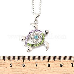 Sommer Strand Legierung bunte Strass Meeresschildkröte Anhänger Halsketten für Frauen&nbsp;LS-NJEW-C089-01P