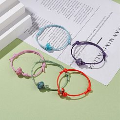 Pulsera de cordón con cuentas de rondelle de jade blanco océano natural (teñido)&nbsp;BJEW-JB08057