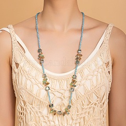 Богемный стиль отпуск стеклянные капли куб круглые бусины длинные женские винтажные модные ожерелья&nbsp;OA6188-3