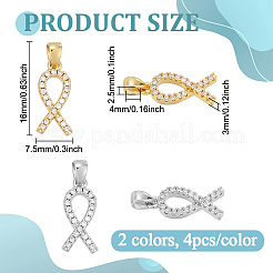 8 шт. 2 цвета латунные подвески с микропаве и кубическим цирконием&nbsp;KK-BC0015-04