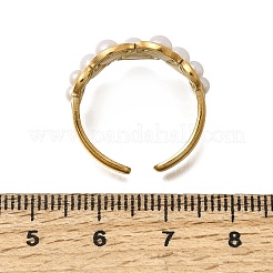 Anelli aperti in acciaio inossidabile 304 con perle finte per donna&nbsp;RJEW-Z144-01G-01