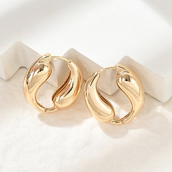 Латунь обруч серьги для женщин&nbsp;LS-EJEW-U041-09G