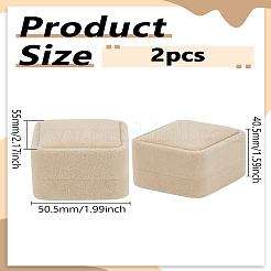 Scatole per imballaggio con anelli floccati quadrati con coperchi a ribalta&nbsp;CON-WH0085-138C