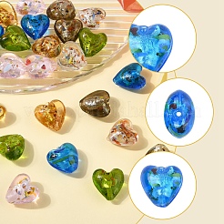 24 шт. 6-х цветные стеклянные бусины ручной работы из серебряной фольги&nbsp;FOIL-FS0001-01