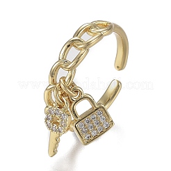 Anneaux de manchette réglables en laiton à micro-pavé de zircone cubique transparent&nbsp;ZIRC-Z002-12G