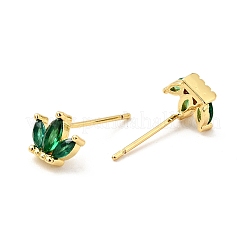 Серьги-гвоздики в виде короны с кубическим цирконием&nbsp;EJEW-G297-12G-02