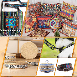 Rubans polyester jacquard style ethnique&nbsp;SRIB-WH0011-030