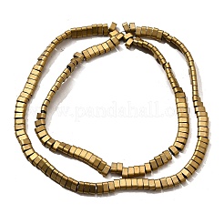 Hilos de perlas de hematita sintética no magnéticas galvanizadas con 2 orificio&nbsp;G-L613-A01-01A