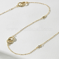 Collares largos sencillos de cadena de cable con doble anillo de hierro para mujer&nbsp;WE4391