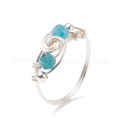 Spiralförmiger Fingerring aus natürlichem Apatit&nbsp;RJEW-TA00049-01