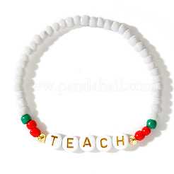 2шт. 2-цветный набор из стеклянных бусинок и резинок на День учителя для женщин&nbsp;ES5495-1