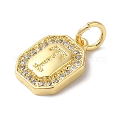Vrais pendentifs en laiton plaqué 18k or véritable micro pavé zircone cubique clair&nbsp;KK-L216-002G-T