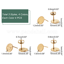 48 pièce de 12 styles de boucles d'oreilles à tige en acier inoxydable 304 avec placage ionique (IP)&nbsp;STAS-UN0032-14