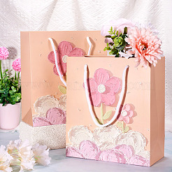 6 Stück rechteckige Geschenktüten aus Papier mit Blumen und Seilgriffen&nbsp;ABAG-TA0001-29B
