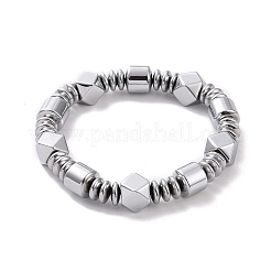Braccialetto elasticizzato con perline in ematite sintetica a disco e rombo e colonna per uomo donna&nbsp;G-C006-11