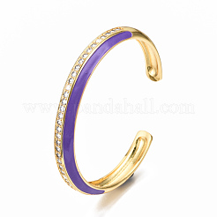 Браслеты-манжеты с прозрачным кубическим цирконием из латуни с микропаве&nbsp;BJEW-N302-004C-NF