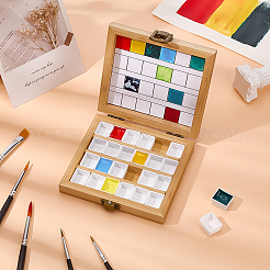 Бамбук и 24 пластиковая сетка пустые кюветы для акварельных красок&nbsp;AJEW-WH0696-016
