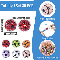 30 шт. бусины из смоляных страз на спортивную тематику&nbsp;RESI-TA0003-96B