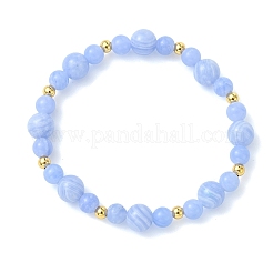 Pulseras elásticas de encaje azul teñido natural&nbsp;BJEW-JB14000
